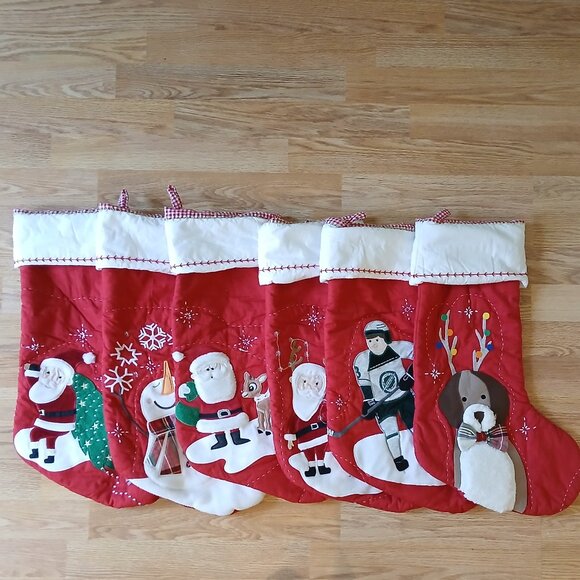 Pottery Barn Kids Set of 6 Holiday Stockings - Picture 2 of 10